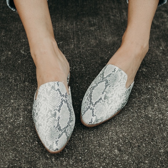 Shoes - SNAKESKIN FLAT MULES